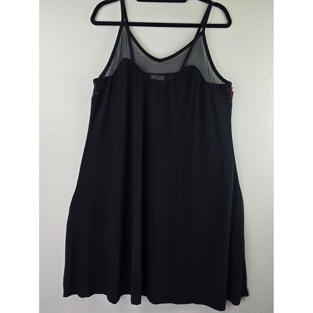 Pinc Black Mesh Yoke Swing Tank Top Plus Size Sleeveless Sheer Overlay Casual